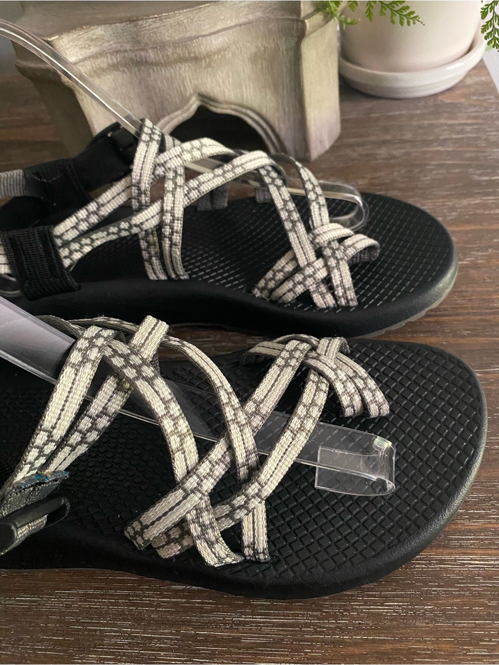 Chaco | Strappy ZX/2 Outdoor Hiking Kayaking Walking Sandals Shoes 7 Black Cream - Picture 5 of 10